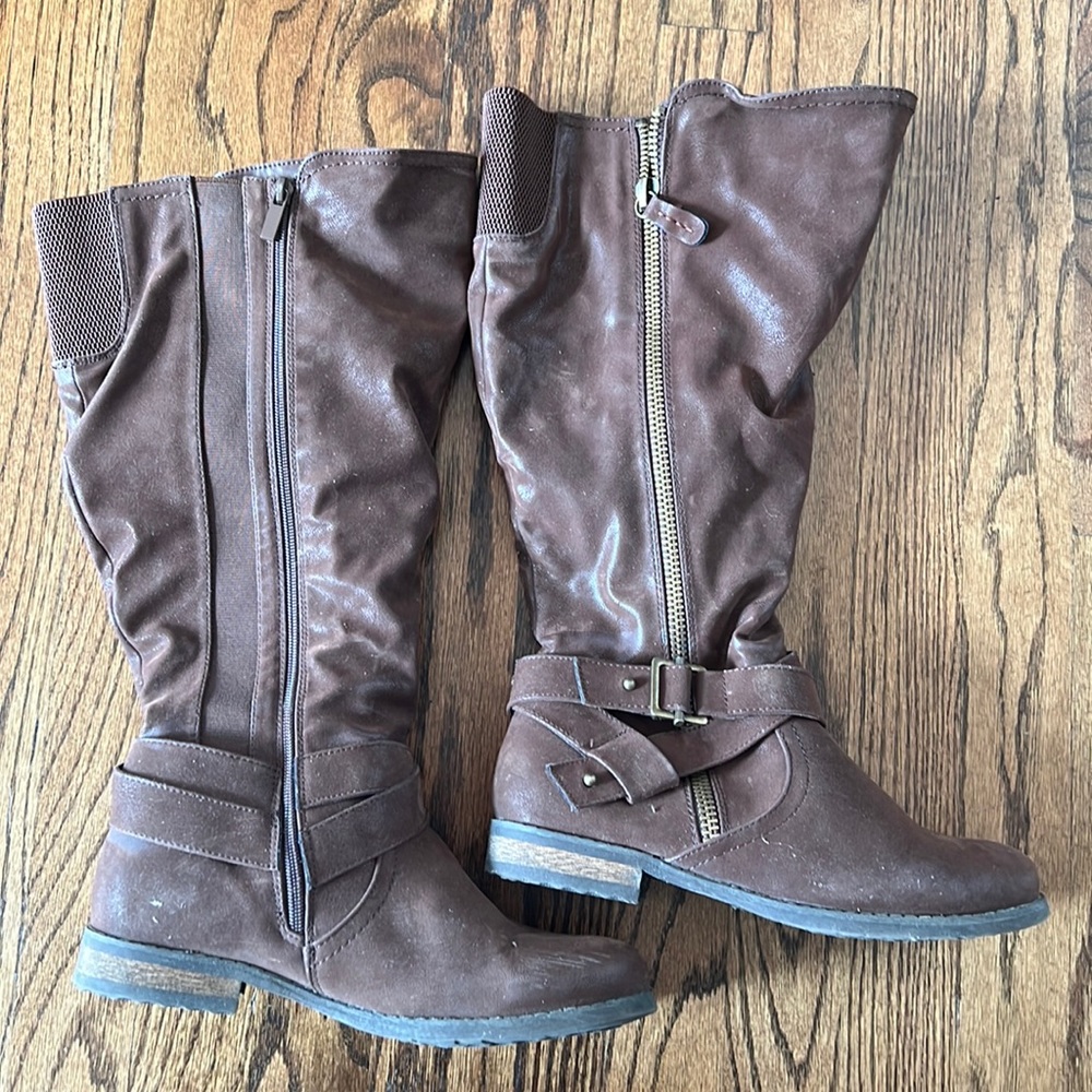 Torrid chocolate brown faux leather boot